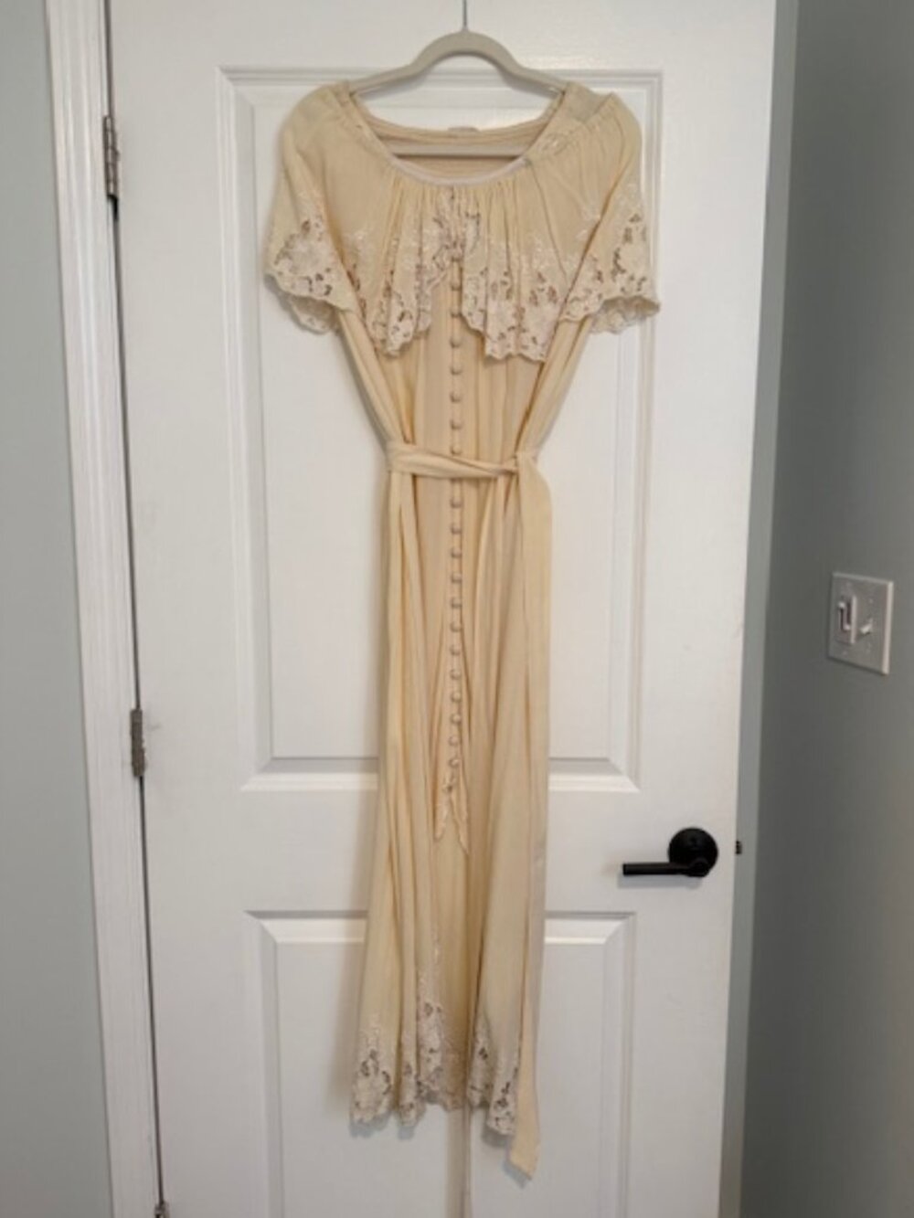 Fillyboo Wonder Years Off-Shoulder Embroidered Maxi Dress Champagne XS/Petite